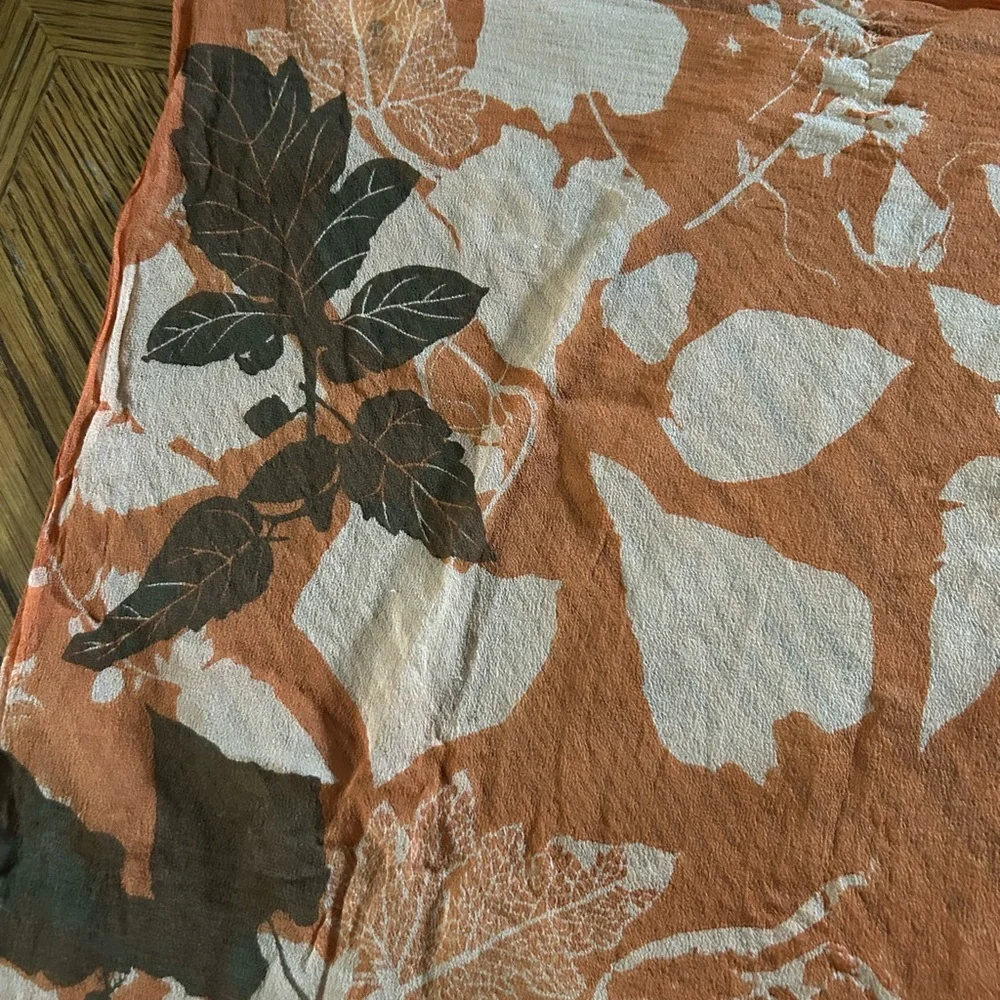 Vintage Sheer Fall Leaves Scarf Hand-Rolled/Hand-Sewn
